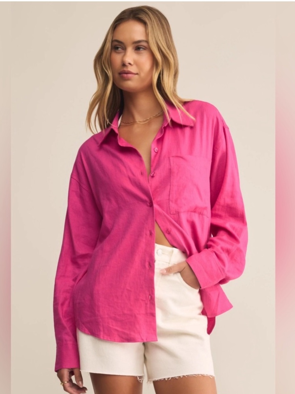 NWT Z Supply Alfie button Up Shirt in Island Pink